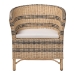 bali & pari Elda Natural Rattan Accent Chair - Wicker Barrel-Back Chair with Two-Tone Woven Stripes and Cushion, Coastal Boho Style Seating for  Living Room or Sunroom - BSOElda-Natural/Blue Stripes-Rattan-Cushion-DC