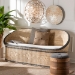 bali & pari Emiliana Natural Rattan Loveseat - Handwoven Wicker Sofa with Two-Tone Woven Detailing and Cushion, Boho Coastal Seating for Living Room or Sunroom - BSOEmiliana-Natural-Rattan-Cushion-LS