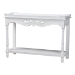 Baxton Studio Rafferty Distressed Console Table - Vintage-Inspired White Accent Table with Ornate Carved Apron and Lower Shelf, Classic Entryway or Sofa Table - BSOJY24B280-White-Wooden-Console Table