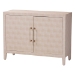 Baxton Studio Nira Faux Shagreen Storage Cabinet - Contemporary 2-Door Accent Sideboard with Sleek Metal Handles, for Entryway or Living Room - BSOJY24B281-Beige Faux Shagreen-Cabinet