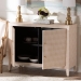 Baxton Studio Nira Faux Shagreen Storage Cabinet - Contemporary 2-Door Accent Sideboard with Sleek Metal Handles, for Entryway or Living Room - BSOJY24B281-Beige Faux Shagreen-Cabinet