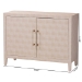 Baxton Studio Nira Faux Shagreen Storage Cabinet - Contemporary 2-Door Accent Sideboard with Sleek Metal Handles, for Entryway or Living Room - BSOJY24B281-Beige Faux Shagreen-Cabinet