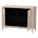 Baxton Studio Nira Faux Shagreen Storage Cabinet - Contemporary 2-Door Accent Sideboard with Sleek Metal Handles, for Entryway or Living Room - BSOJY24B281-Beige Faux Shagreen-Cabinet
