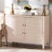 Baxton Studio Nira Faux Shagreen Storage Cabinet - Contemporary 2-Door Accent Sideboard with Sleek Metal Handles, for Entryway or Living Room - BSOJY24B281-Beige Faux Shagreen-Cabinet
