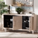 Baxton Studio Nira Faux Shagreen Sideboard  -  Contemporary 3-Door Buffet Storage Cabinet with Sleek Handles for Dining Room or Living Room - BSOJY24B283-Beige Faux Shagreen-Cabinet