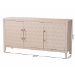 Baxton Studio Nira Faux Shagreen Sideboard  -  Contemporary 3-Door Buffet Storage Cabinet with Sleek Handles for Dining Room or Living Room - BSOJY24B283-Beige Faux Shagreen-Cabinet