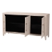 Baxton Studio Nira Faux Shagreen Sideboard  -  Contemporary 3-Door Buffet Storage Cabinet with Sleek Handles for Dining Room or Living Room - BSOJY24B283-Beige Faux Shagreen-Cabinet