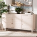 Baxton Studio Nira Faux Shagreen Sideboard  -  Contemporary 3-Door Buffet Storage Cabinet with Sleek Handles for Dining Room or Living Room - BSOJY24B283-Beige Faux Shagreen-Cabinet