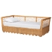bali & pari Teresa Natural Rattan Daybed - Handwoven Sofa Bed Frame with Scalloped Edge and Open Lattice Back and Side, Coastal Boho Style Lounge Seating, Twin - BSOTeresa-Light Honey Rattan-Daybed