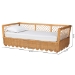 bali & pari Teresa Natural Rattan Daybed - Handwoven Sofa Bed Frame with Scalloped Edge and Open Lattice Back and Side, Coastal Boho Style Lounge Seating, Twin - BSOTeresa-Light Honey Rattan-Daybed