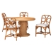 bali & pari Wilmer 5-Piece Rattan Dining Set - Round Wicker Table with Pedestal Base and 4 Side Chairs, Handwoven Boho Coastal Style for Dining, Kitchen or Sun Room, Light Honey - BSOWilmer-Light Honey Rattan-5PC Dining Set