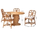 bali & pari Wilmer 5-Piece Rattan Dining Set - Round Wicker Table with Pedestal Base and 4 Side Chairs, Handwoven Boho Coastal Style for Dining, Kitchen or Sun Room, Light Honey - BSOWilmer-Light Honey Rattan-5PC Dining Set