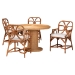 bali & pari Wade 5-Piece Rattan Dining Set - Round Wicker Table with Pedestal Base and 4 Armchairs, Handwoven Boho Coastal Style for Dining, Kitchen or Sun Room, Light Honey - BSOWade-Light Honey Rattan-5PC Dining Set