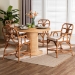 bali & pari Wade 5-Piece Rattan Dining Set - Round Wicker Table with Pedestal Base and 4 Armchairs, Handwoven Boho Coastal Style for Dining, Kitchen or Sun Room, Light Honey - BSOWade-Light Honey Rattan-5PC Dining Set