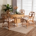 bali & pari Trevor 5-Piece Rattan Dining Set - Round Wicker Table with Scallop Edge and 4 Armchairs, Handwoven Boho Coastal Style for Dining, Kitchen or Sun Room, Light Honey - BSOTrevor-Light Honey Rattan-5PC Dining Set