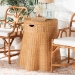 bali & pari Dayo Scalloped Natural Rattan Console Table with Drawer - Handwoven Wicker Accent Table with Flared Skirt, Coastal Boho Style for Entryway or Living Room, Round - BSODayo-Light Honey Wicker-End Table