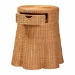 bali & pari Dayo Scalloped Natural Rattan Console Table with Drawer - Handwoven Wicker Accent Table with Flared Skirt, Coastal Boho Style for Entryway or Living Room, Round - BSODayo-Light Honey Wicker-End Table