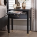 Baxton Studio Tamra Black Wood Nightstand with Pullout Shelf - Modern Transitional Bedside Table with Metallic Accents - BSOSW8000-90NS-Black-Nightstand