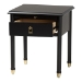 Baxton Studio Tamra Black Wood Nightstand with Pullout Shelf - Modern Transitional Bedside Table with Metallic Accents - BSOSW8000-90NS-Black-Nightstand