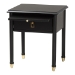 Baxton Studio Tamra Black Wood Nightstand with Pullout Shelf - Modern Transitional Bedside Table with Metallic Accents - BSOSW8000-90NS-Black-Nightstand