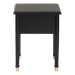 Baxton Studio Tamra Black Wood Nightstand with Pullout Shelf - Modern Transitional Bedside Table with Metallic Accents - BSOSW8000-90NS-Black-Nightstand