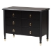 Baxton Studio Tamra Black Wood Chest with Drawers - Bedroom Storage Unit with Metallic Accents, 6-Drawer Modern Transitional Bedroom Storage Solution - BSOSW8000-90CH6D-Black-Chest
