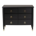 Baxton Studio Tamra Black Wood Chest with Drawers - Bedroom Storage Unit with Metallic Accents, 6-Drawer Modern Transitional Bedroom Storage Solution - BSOSW8000-90CH6D-Black-Chest