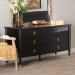 Baxton Studio Tamra Black Wood Dresser with Drawers - Bedroom Storage Unit with Metallic Accents, 6-Drawer Modern Transitional Bedroom Storage Solution - BSOSW8000-90D6D-Black-Dresser