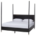 Baxton Studio Tamra Four-Poster Platform Bed - Black Wood Bed Frame with Metallic Trim and Capped Legs, Modern Transitional Bedroom Furniture, King - BSOSW8650-Black-King Poster Bed