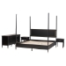 Baxton Studio Tamra Four-Poster Platform Bedroom Set - Black Wood Bed Frame with Matching Dresser and Two Nightstands, Modern Transitional Bedroom Furniture, King - BSOTamra-Black-4PC King Poster Bedroom Set