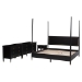 Baxton Studio Tamra Four-Poster Platform Bedroom Set - Black Wood Bed Frame with Matching Dresser, Chest and Nightstand, Modern Transitional Bedroom Furniture, King - BSOSW8650-Black-4PC King Poster Bedroom Set