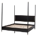 Baxton Studio Tamra Four-Poster Platform Bed - Black Wood Bed Frame with Metallic Trim and Capped Legs, Modern Transitional Bedroom Furniture, King - BSOSW8650-Black-King Poster Bed
