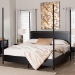 Baxton Studio Tamra Four-Poster Platform Bed - Black Wood Bed Frame with Metallic Trim and Capped Legs, Modern Transitional Bedroom Furniture, King - BSOSW8650-Black-King Poster Bed