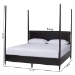 Baxton Studio Tamra Four-Poster Platform Bed - Black Wood Bed Frame with Metallic Trim and Capped Legs, Modern Transitional Bedroom Furniture, King - BSOSW8650-Black-King Poster Bed