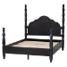 Baxton Studio Martino Four-Poster Platform Bed - Sculpted Post Bed Frame with Panel Headboard, Vintage Spindle Bed, Black, King - BSOSW8636-Black-King Poster Bed