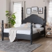 Baxton Studio Martino Four-Poster Platform Bed - Sculpted Post Bed Frame with Panel Headboard, Vintage Spindle Bed, Black, King - BSOSW8636-Black-King Poster Bed