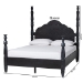 Baxton Studio Martino Four-Poster Platform Bed - Sculpted Post Bed Frame with Panel Headboard, Vintage Spindle Bed, Black, King - BSOSW8636-Black-King Poster Bed
