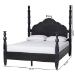 Baxton Studio Martino Four-Poster Platform Bed - Sculpted Post Bed Frame with Panel Headboard, Vintage Spindle Bed, Black, King - BSOSW8636-Black-King Poster Bed