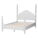 Baxton Studio Martino Four-Poster Platform Bed - Sculpted Post Bed Frame with Panel Headboard, Vintage Spindle Bed, White, Queen - BSOSW8636-White-Queen Poster Bed