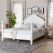 Baxton Studio Martino Four-Poster Platform Bed - Sculpted Post Bed Frame with Panel Headboard, Vintage Spindle Bed, White, Queen - BSOSW8636-White-Queen Poster Bed
