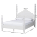 Baxton Studio Martino Four-Poster Platform Bed - Sculpted Post Bed Frame with Panel Headboard, Vintage Spindle Bed, White, Queen - BSOSW8636-White-Queen Poster Bed