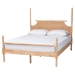 Baxton Studio Caliana Bobbin Four-Poster Platform Bed - Wooden Bed Frame with Turned Spindle Posts and Panel Headboard, Vintage-Inspired Bedroom Furniture, Natural Brown, Queen - BSOSW8638-Natural-Queen Poster Bed