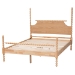 Baxton Studio Caliana Bobbin Four-Poster Platform Bed - Wooden Bed Frame with Turned Spindle Posts and Panel Headboard, Vintage-Inspired Bedroom Furniture, Natural Brown, Queen - BSOSW8638-Natural-Queen Poster Bed