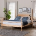 Baxton Studio Caliana Bobbin Four-Poster Platform Bed - Wooden Bed Frame with Turned Spindle Posts and Panel Headboard, Vintage-Inspired Bedroom Furniture, Natural Brown, Queen - BSOSW8638-Natural-Queen Poster Bed