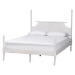Baxton Studio Caliana Bobbin Four-Poster Platform Bed - Wooden Bed Frame with Turned Spindle Posts and Panel Headboard, Vintage-Inspired Bedroom Furniture, White, Queen - BSOSW8638-White-Queen Poster Bed