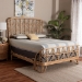 bali & pari Hadley Natural Rattan Bed Frame with Openwork Geometry Headboard and Footboard, Tropical Coastal Boho Bedroom Furniture, Queen - BSOHadley-Natural/Rattan-Queen