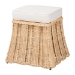 bali & pari Rotem Natural Rattan Ottoman with Cushion - Handwoven Wicker Pleated Skirt Accent Coffee Table or Extra Seating for Living Room or Sunroom, Small - BSORotem-Small-Natural/Rattan-Cushion-Ottoman