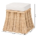bali & pari Rotem Natural Rattan Ottoman with Cushion - Handwoven Wicker Pleated Skirt Accent Coffee Table or Extra Seating for Living Room or Sunroom, Small - BSORotem-Small-Natural/Rattan-Cushion-Ottoman