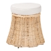 bali & pari Ying Round Natural Rattan Ottoman with Cushion - Handwoven Wicker Pleated Skirt Accent Coffee Table or Extra Seating for Living Room or Sunroom, Small - BSOYing-Small-Natural/Rattan-Cushion-Ottoman