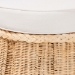 bali & pari Ying Round Natural Rattan Ottoman with Cushion - Handwoven Wicker Pleated Skirt Accent Coffee Table or Extra Seating for Living Room or Sunroom, Small - BSOYing-Small-Natural/Rattan-Cushion-Ottoman